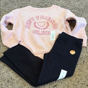 Best Friends Club Pink Sweatshirt and Black Pants Set
